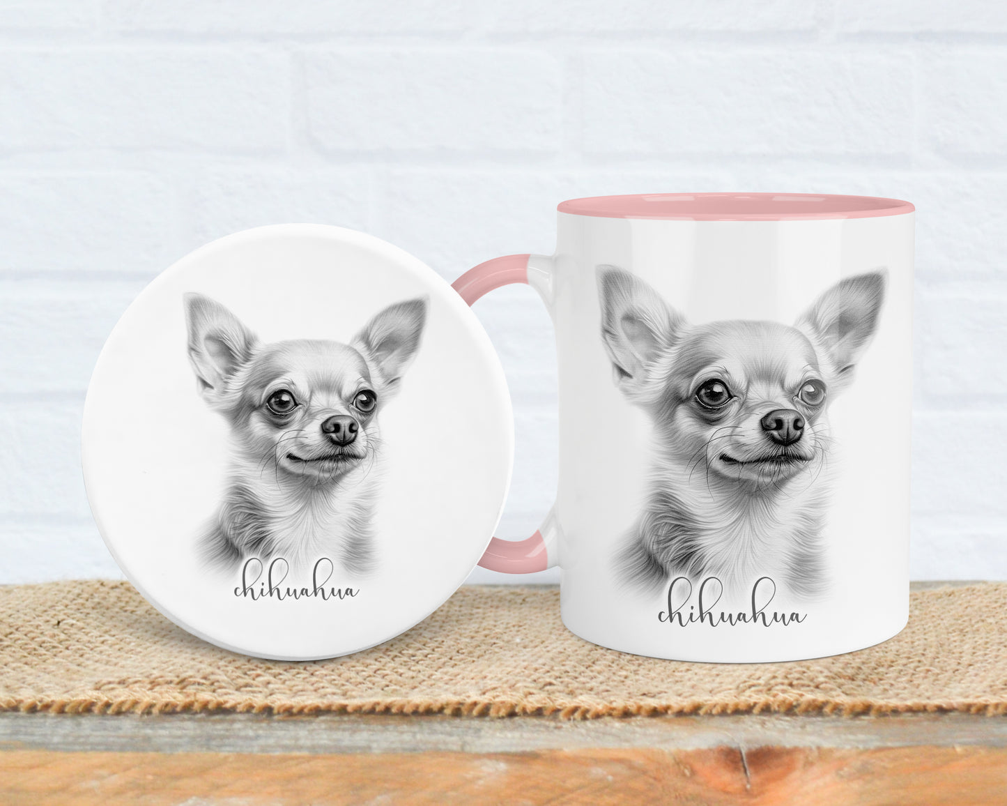 Chihuahua Mug, Personalised Chihuahua gift, Chihuahua mug, 11oz ceramic mug, dog lover gift, Chihuahua dog, Mug and Coaster Set