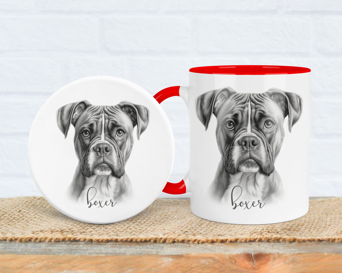 Boxer Dog Mug, Personalised dog breed mug, boxer gift, boxer mug, 11oz ceramic mug, dog lover gift, boxer dog, Mug and Coaster Set