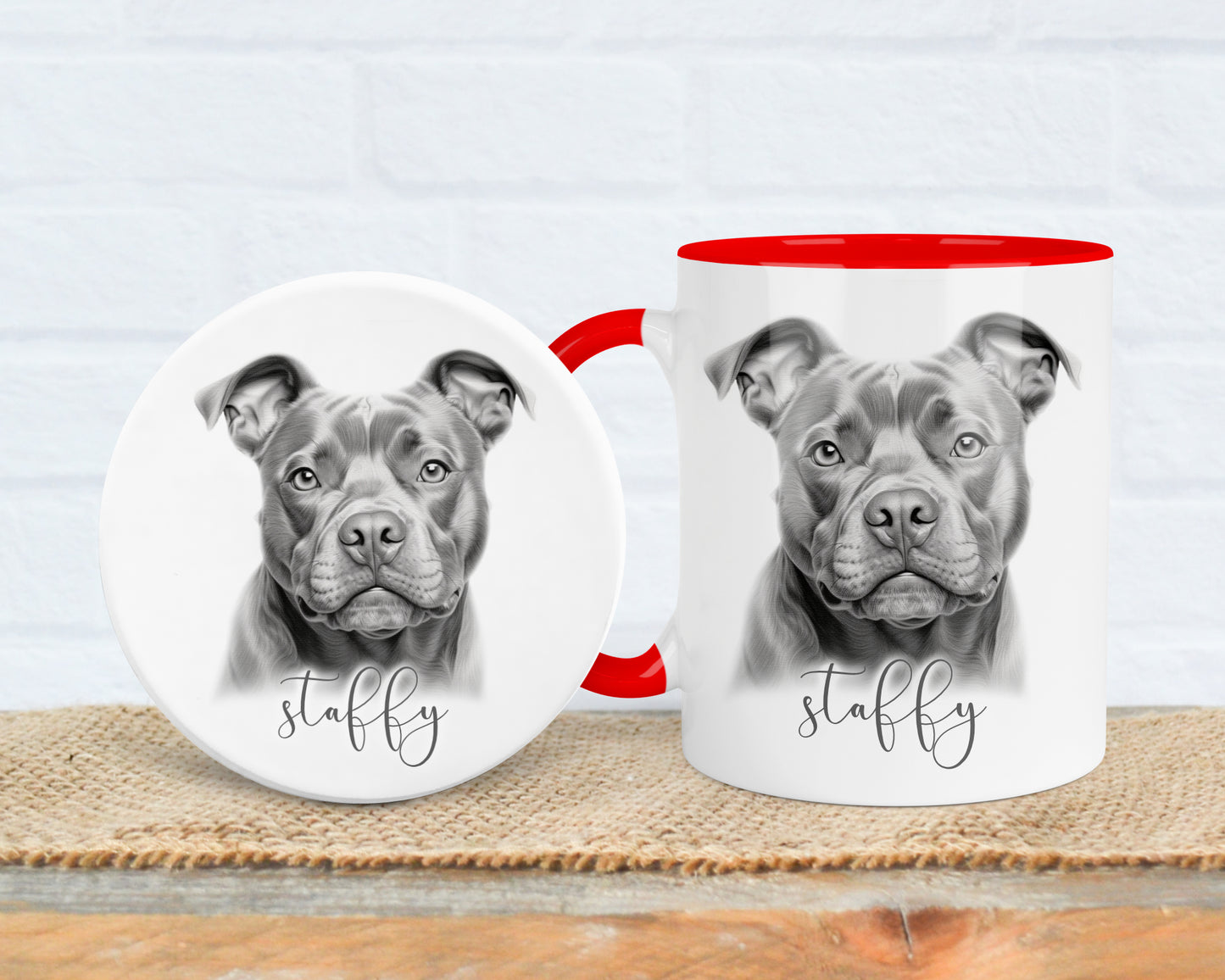 Staffy Mug, Personalised dog breed mug, Staffy gift, Staffy mug, 11oz ceramic mug, dog lover, Staffordshire Bull Terrier Mug and Coaster
