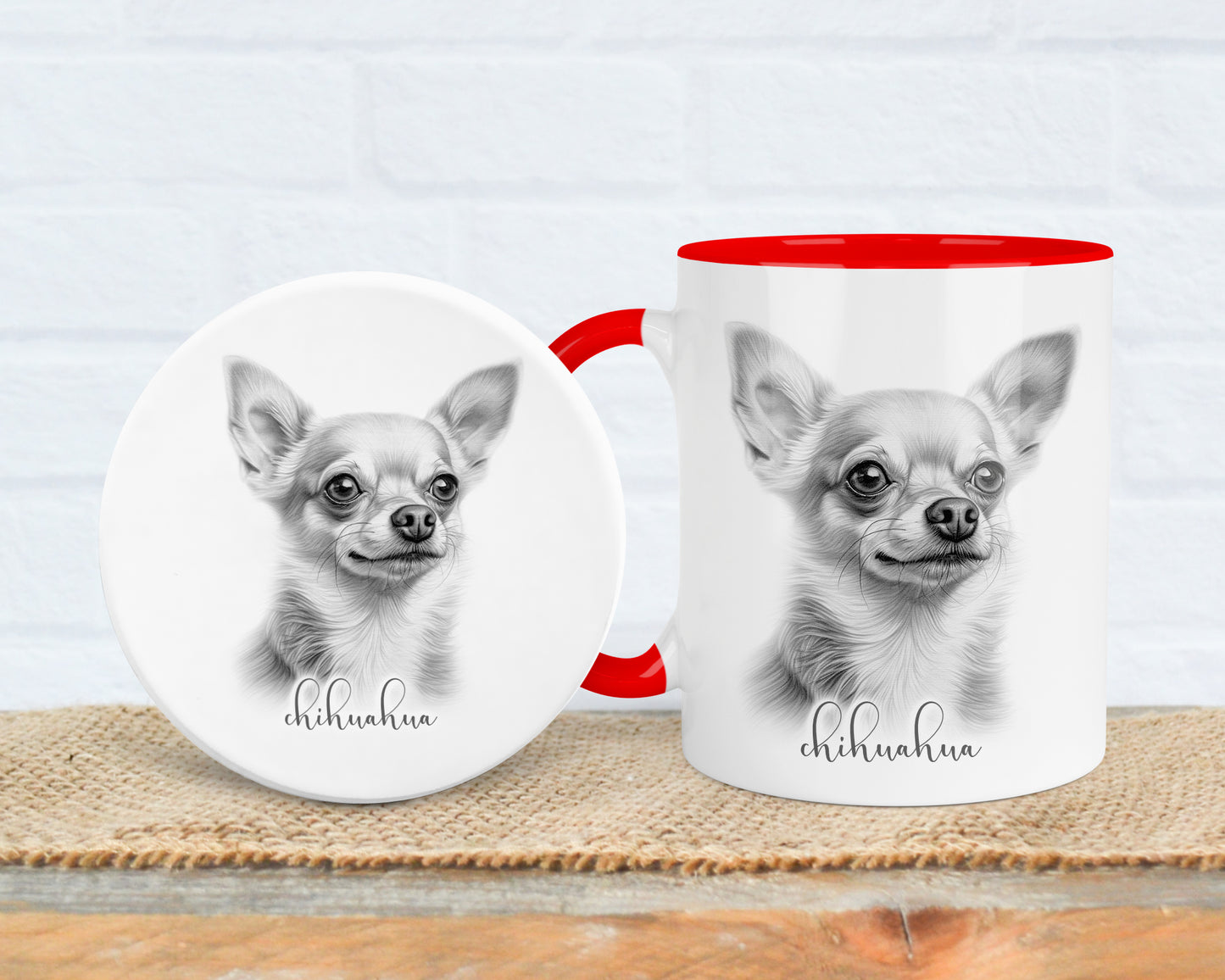 Chihuahua Mug, Personalised Chihuahua gift, Chihuahua mug, 11oz ceramic mug, dog lover gift, Chihuahua dog, Mug and Coaster Set