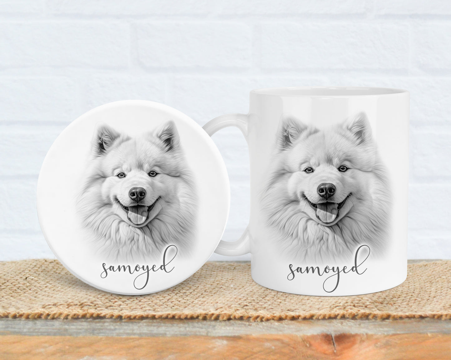 Samoyed Mug, Personalised dog breed mug, Samoyed gift, Samoyed mug, 11oz ceramic mug, dog lover gift, Samoyed dog, Mug and Coaster Set