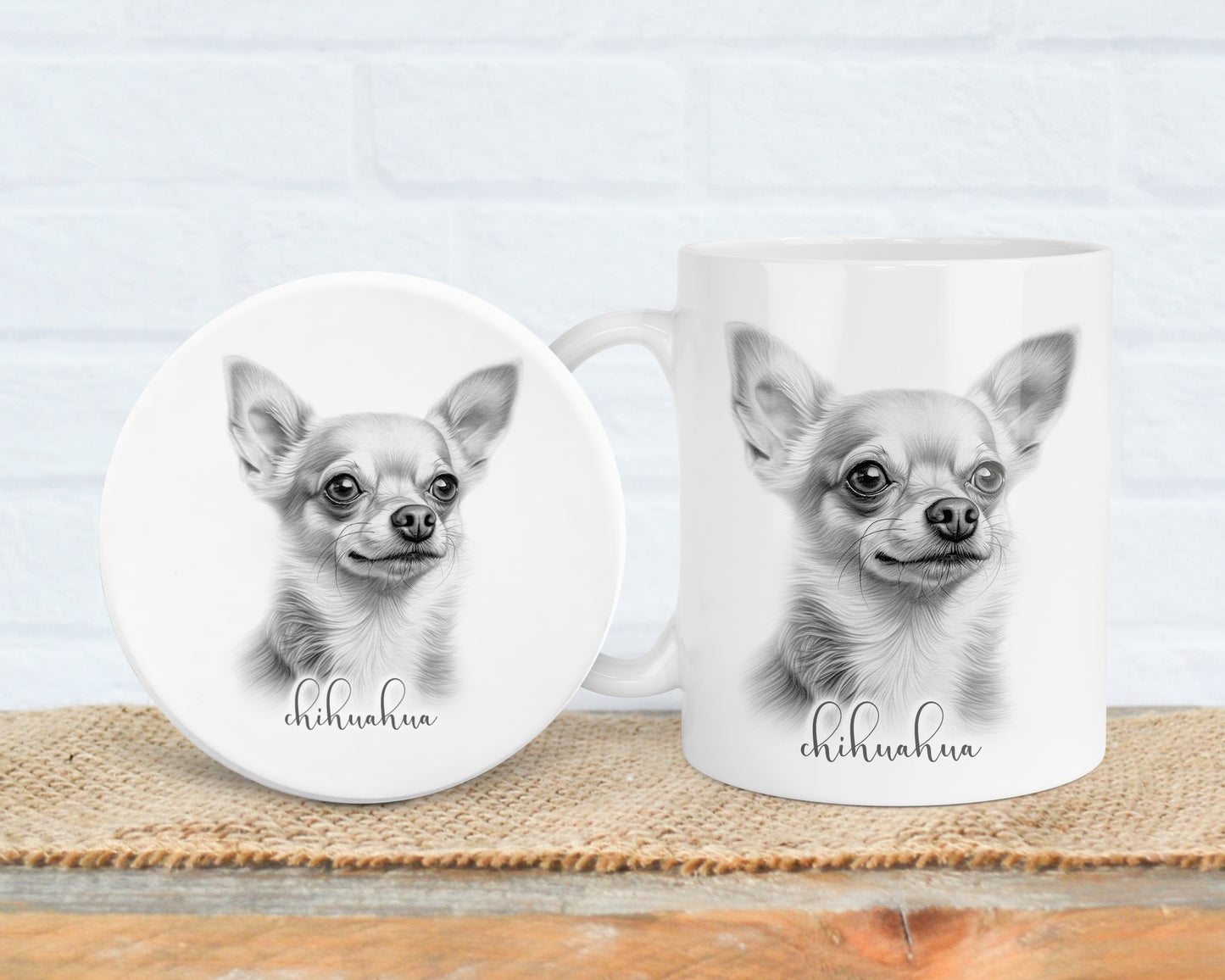 Chihuahua Mug, Personalised Chihuahua gift, Chihuahua mug, 11oz ceramic mug, dog lover gift, Chihuahua dog, Mug and Coaster Set