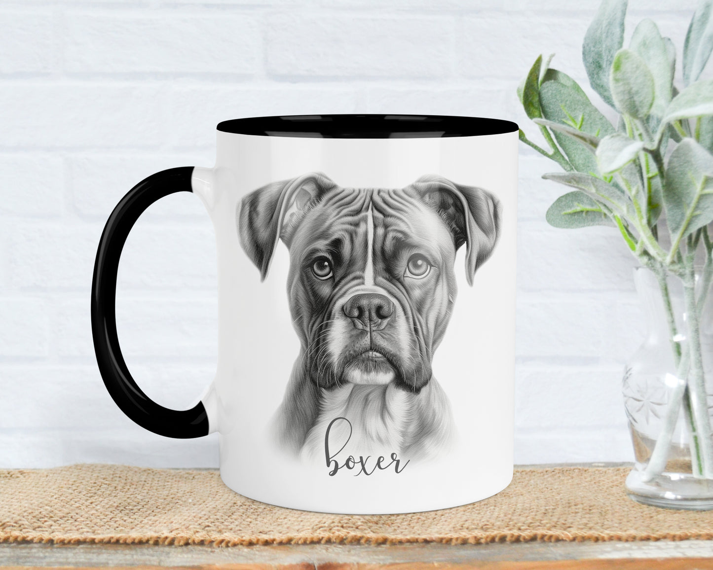 Boxer Dog Mug, Personalised dog breed mug, boxer gift, boxer mug, 11oz ceramic mug, dog lover gift, boxer dog, Mug and Coaster Set
