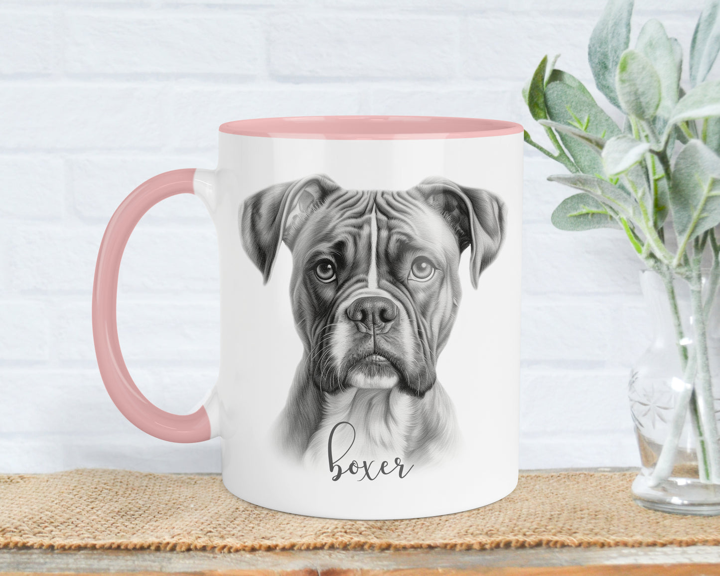 Boxer Dog Mug, Personalised dog breed mug, boxer gift, boxer mug, 11oz ceramic mug, dog lover gift, boxer dog, Mug and Coaster Set