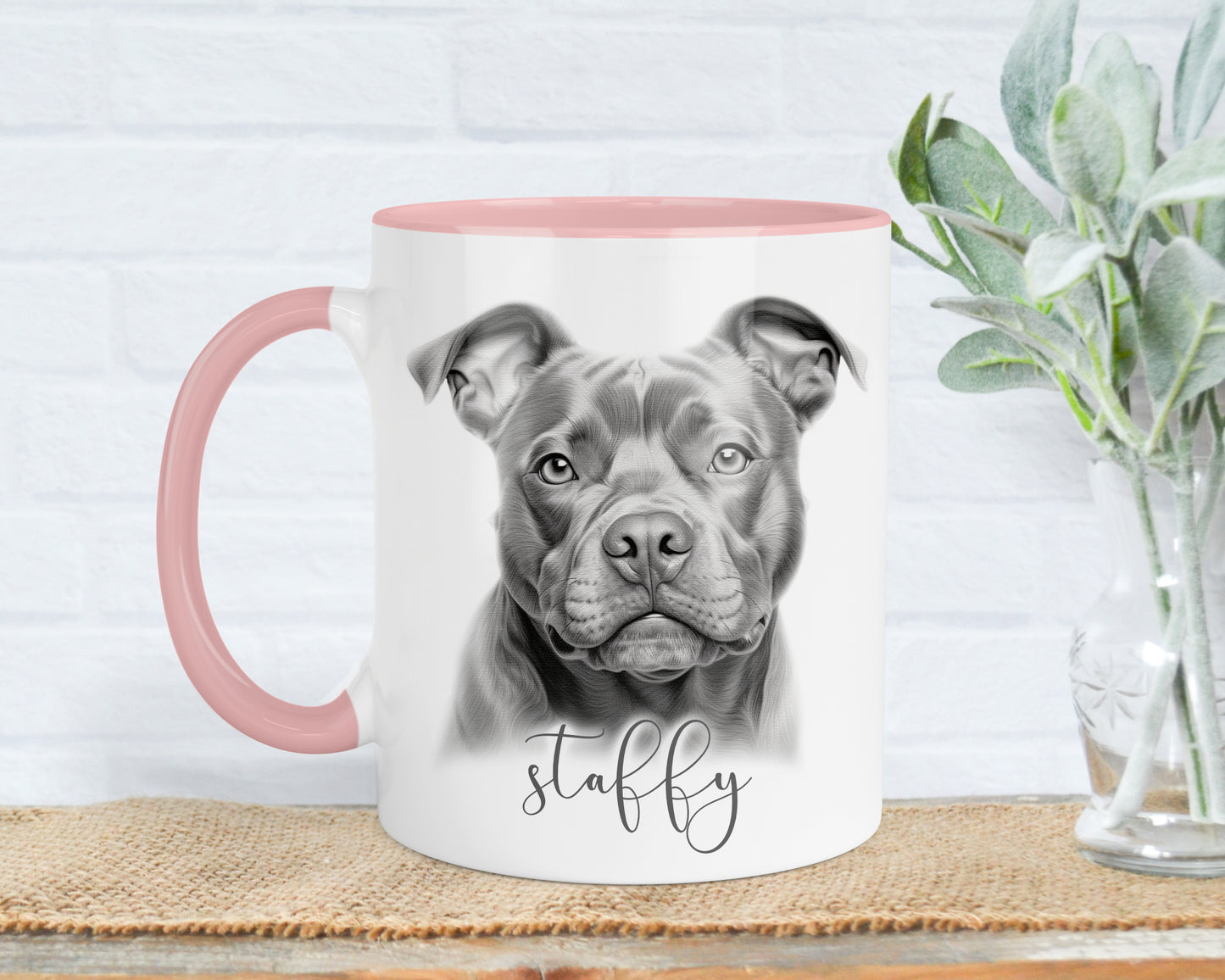 Staffy Mug, Personalised dog breed mug, Staffy gift, Staffy mug, 11oz ceramic mug, dog lover, Staffordshire Bull Terrier Mug and Coaster