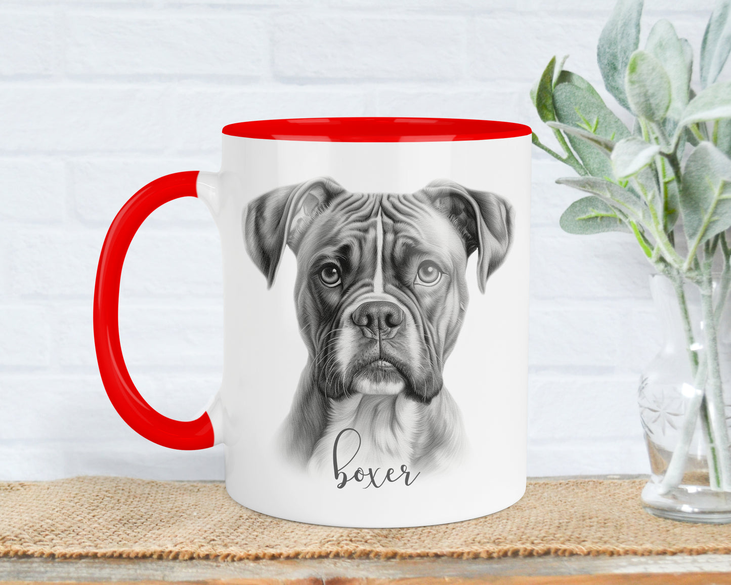 Boxer Dog Mug, Personalised dog breed mug, boxer gift, boxer mug, 11oz ceramic mug, dog lover gift, boxer dog, Mug and Coaster Set