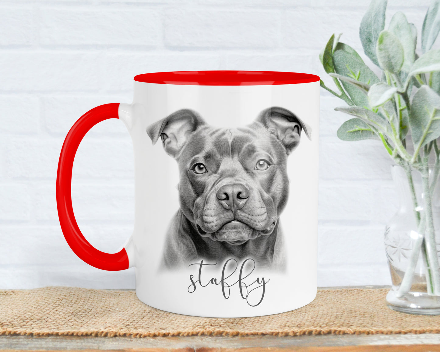 Staffy Mug, Personalised dog breed mug, Staffy gift, Staffy mug, 11oz ceramic mug, dog lover, Staffordshire Bull Terrier Mug and Coaster