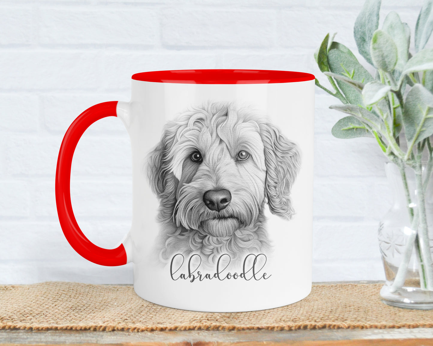 Labradoodle Dog Mug, Personalised dog breed mug, Labradoodle gift, 11oz ceramic mug, dog lover gift, Labradoodle dog, Mug and Coaster Set
