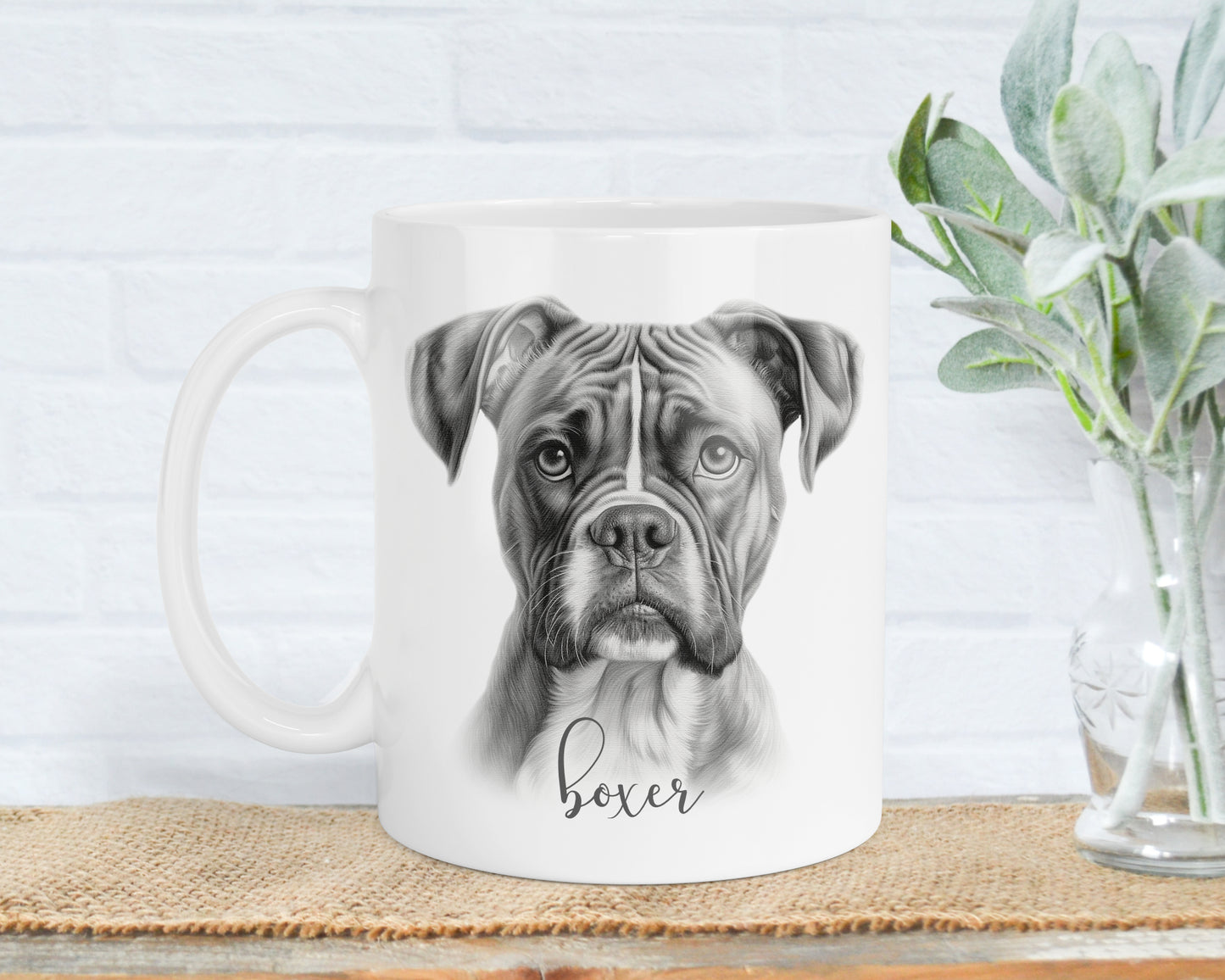 Boxer Dog Mug, Personalised dog breed mug, boxer gift, boxer mug, 11oz ceramic mug, dog lover gift, boxer dog, Mug and Coaster Set
