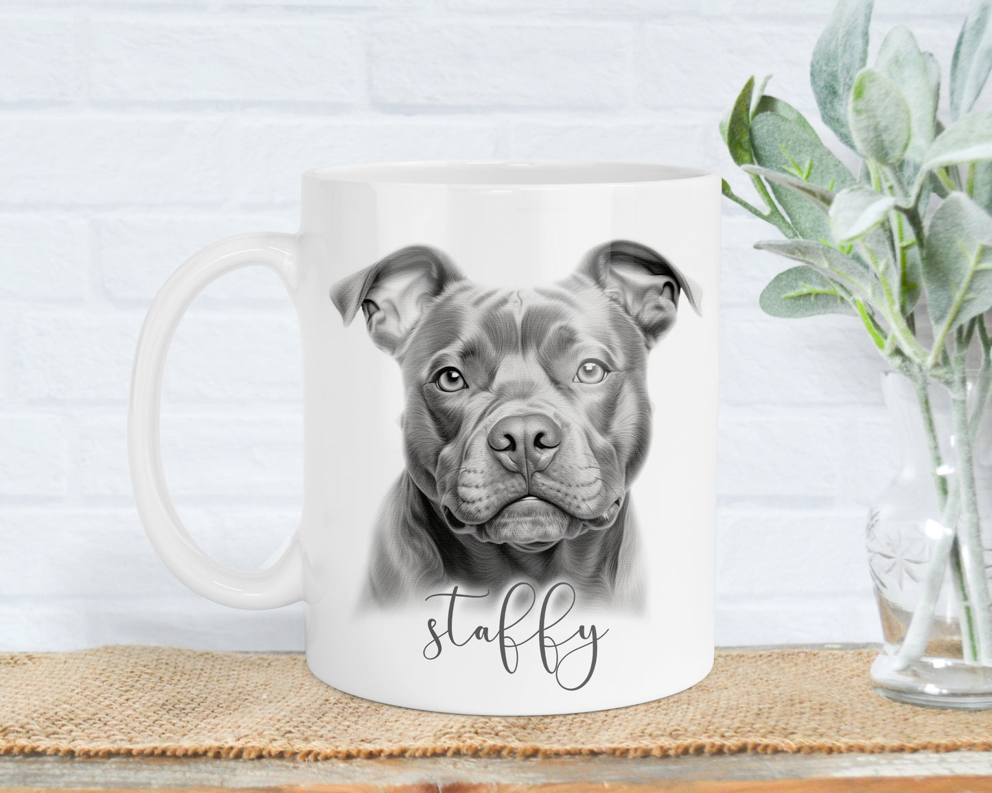 Staffy Mug, Personalised dog breed mug, Staffy gift, Staffy mug, 11oz ceramic mug, dog lover, Staffordshire Bull Terrier Mug and Coaster
