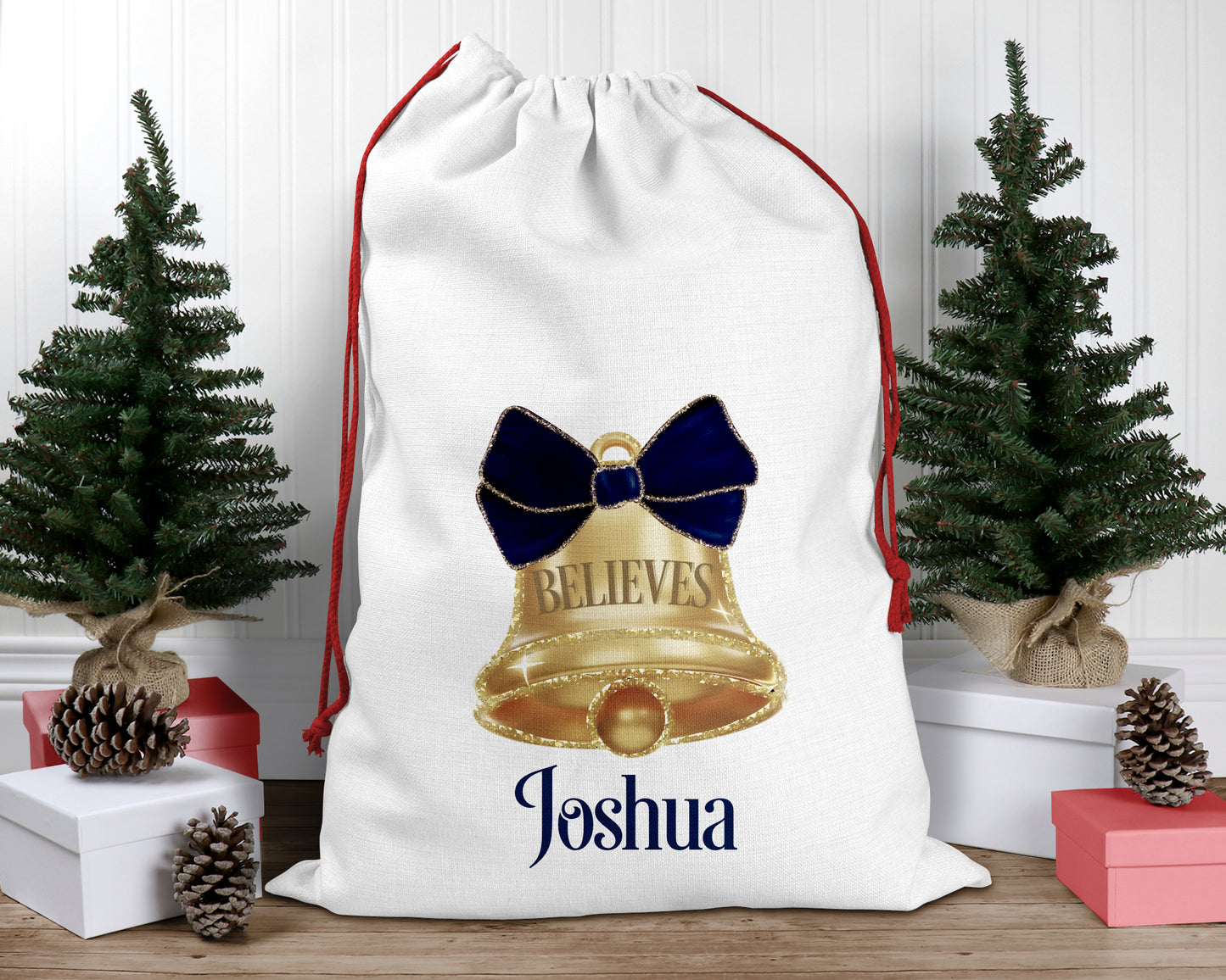 Personalised Christmas Santa Sack, Santa's Bell
