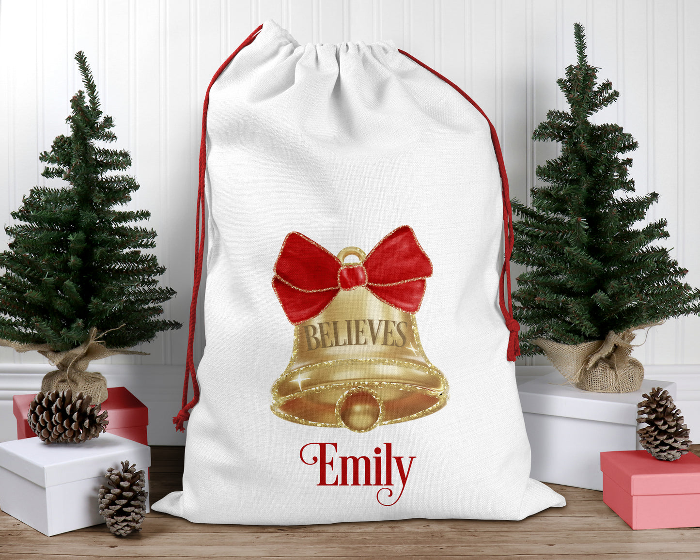 Personalised Christmas Santa Sack, Santa's Bell
