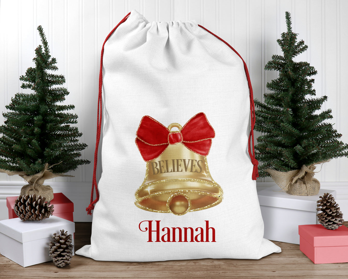 Personalised Christmas Santa Sack, Santa's Bell