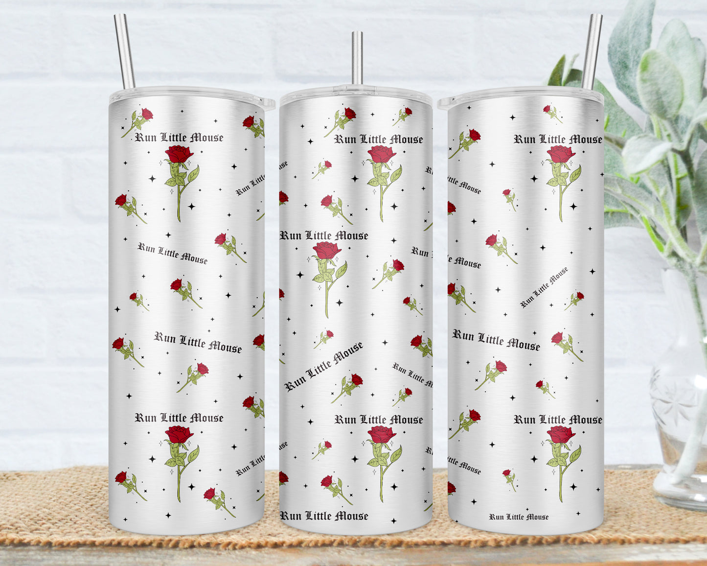Run little mouse 20oz Tumbler, Haunting Adeline Skinny Tumbler with Straw, Hunting Adeline, Bookish Gifts, Cat and Mouse Duet, Bookish merch