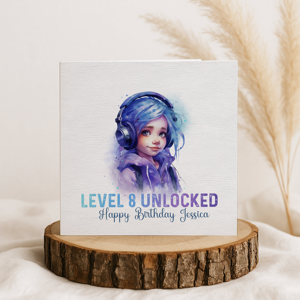 Personalised Gamer Girl Birthday Card