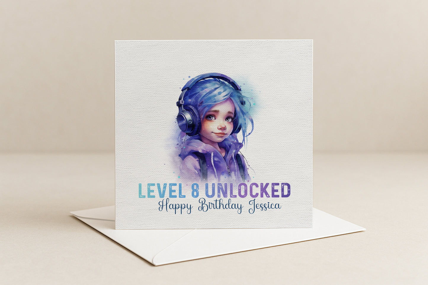 Personalised Gamer Girl Birthday Card