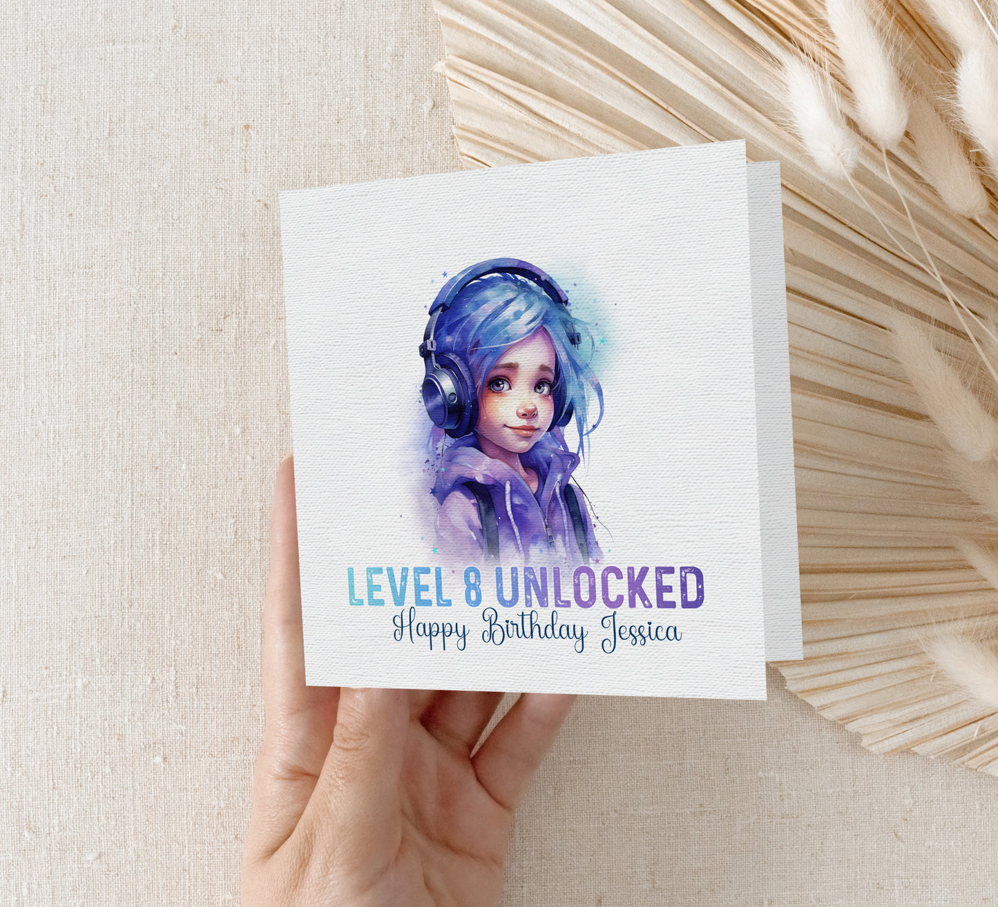 Personalised Gamer Girl Birthday Card