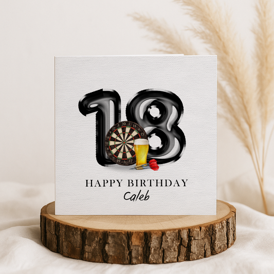Personalised Darts 18th Birthday Card