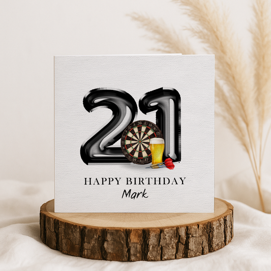 Personalised Darts 21st Birthday Card