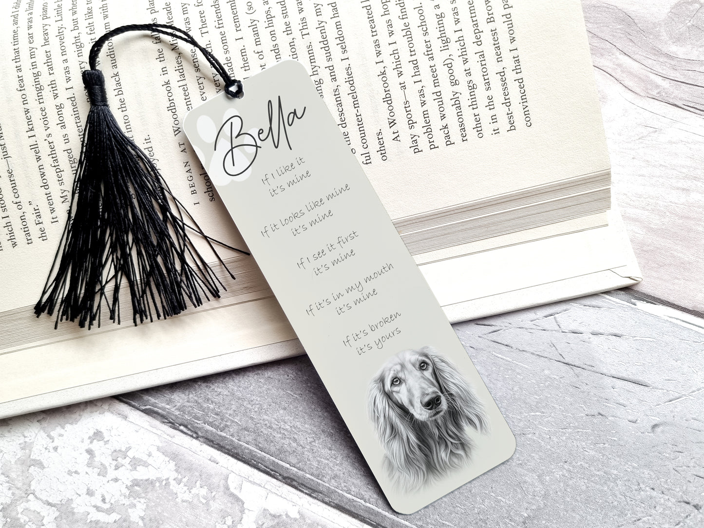 Personalised Afghan Hound Bookmark