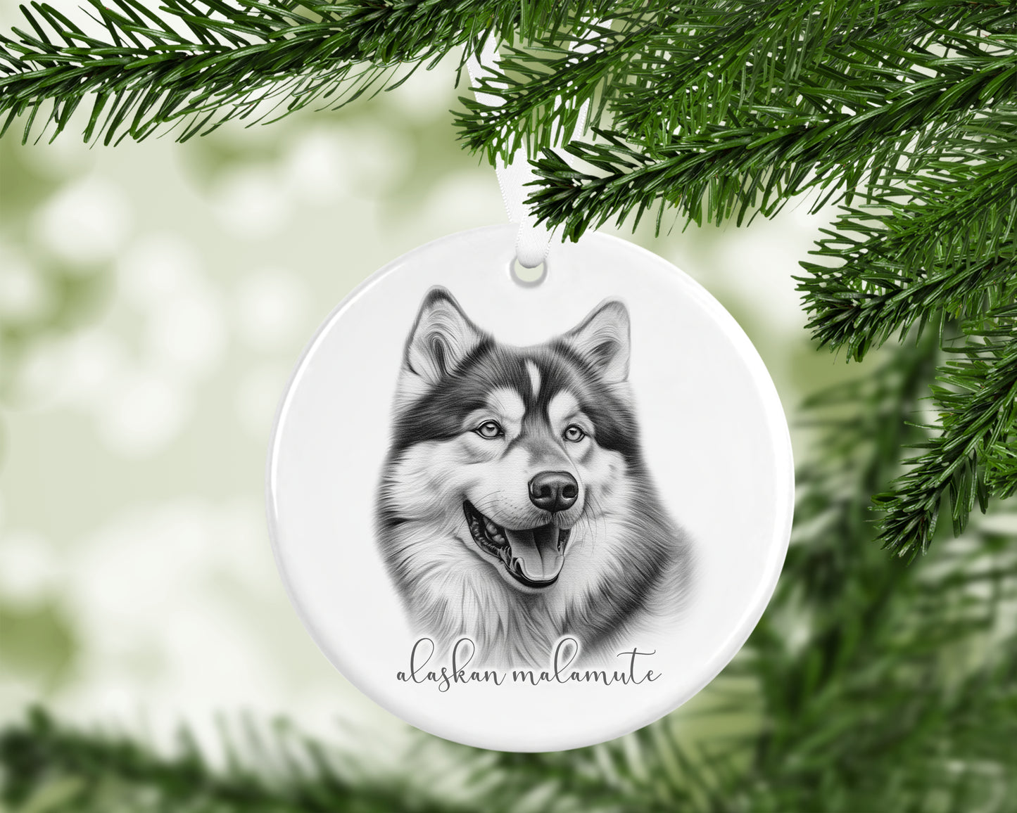 Personalised Alaskan Malamute Christmas bauble