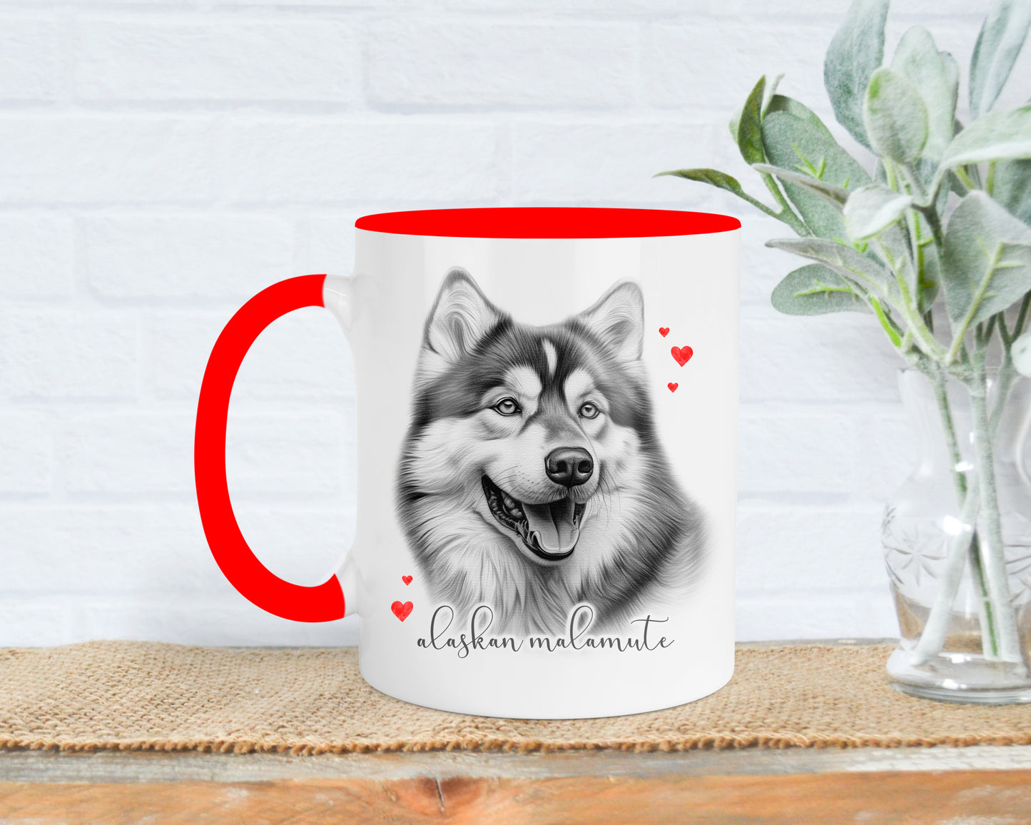 Personalised Valentines Alaskan Malamute Mug