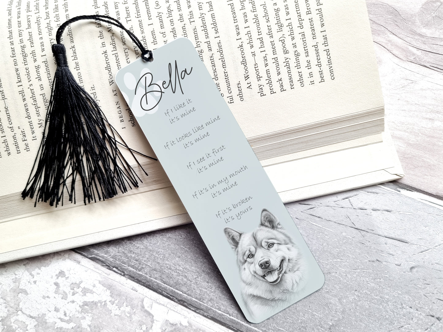 Personalised American Akita Bookmark