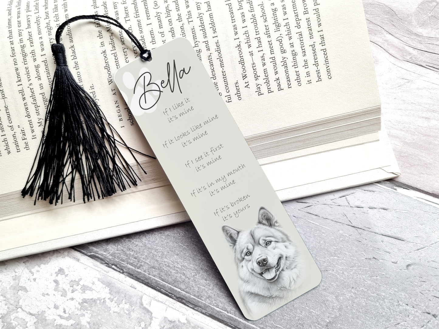 Personalised American Akita Bookmark