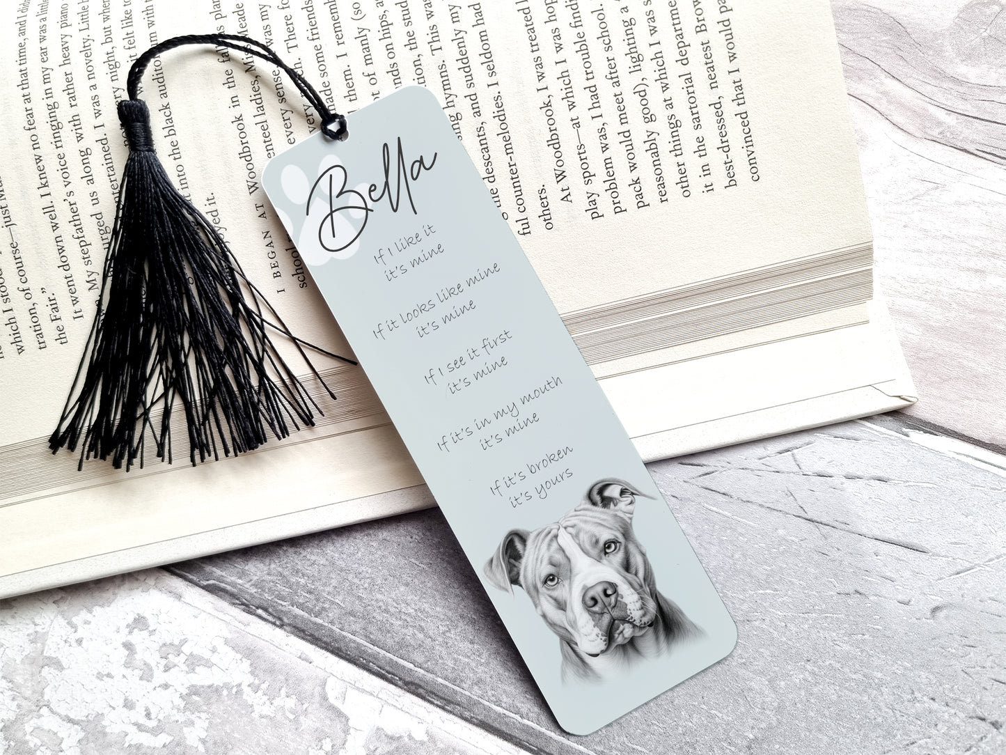 Personalised American Bulldog Bookmark