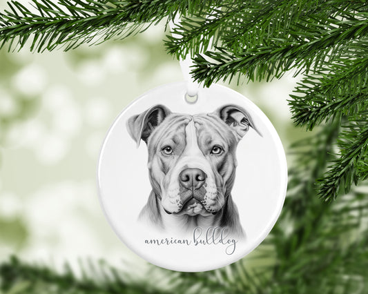 Personalised American Bulldog Christmas bauble