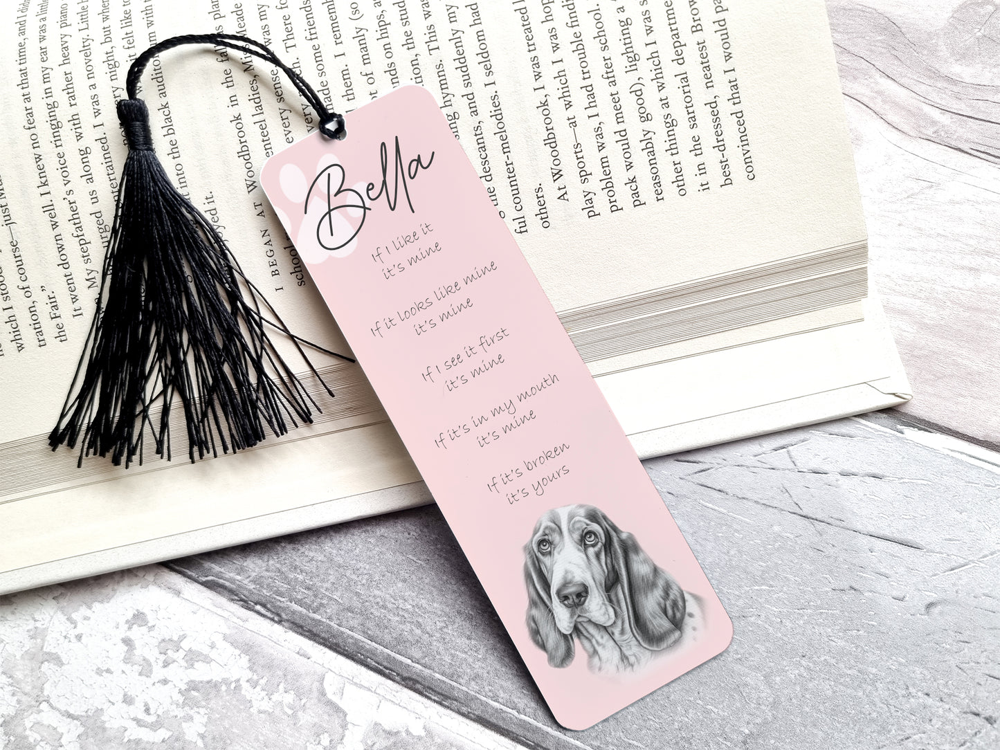 Personalised Bassett Hound Bookmark