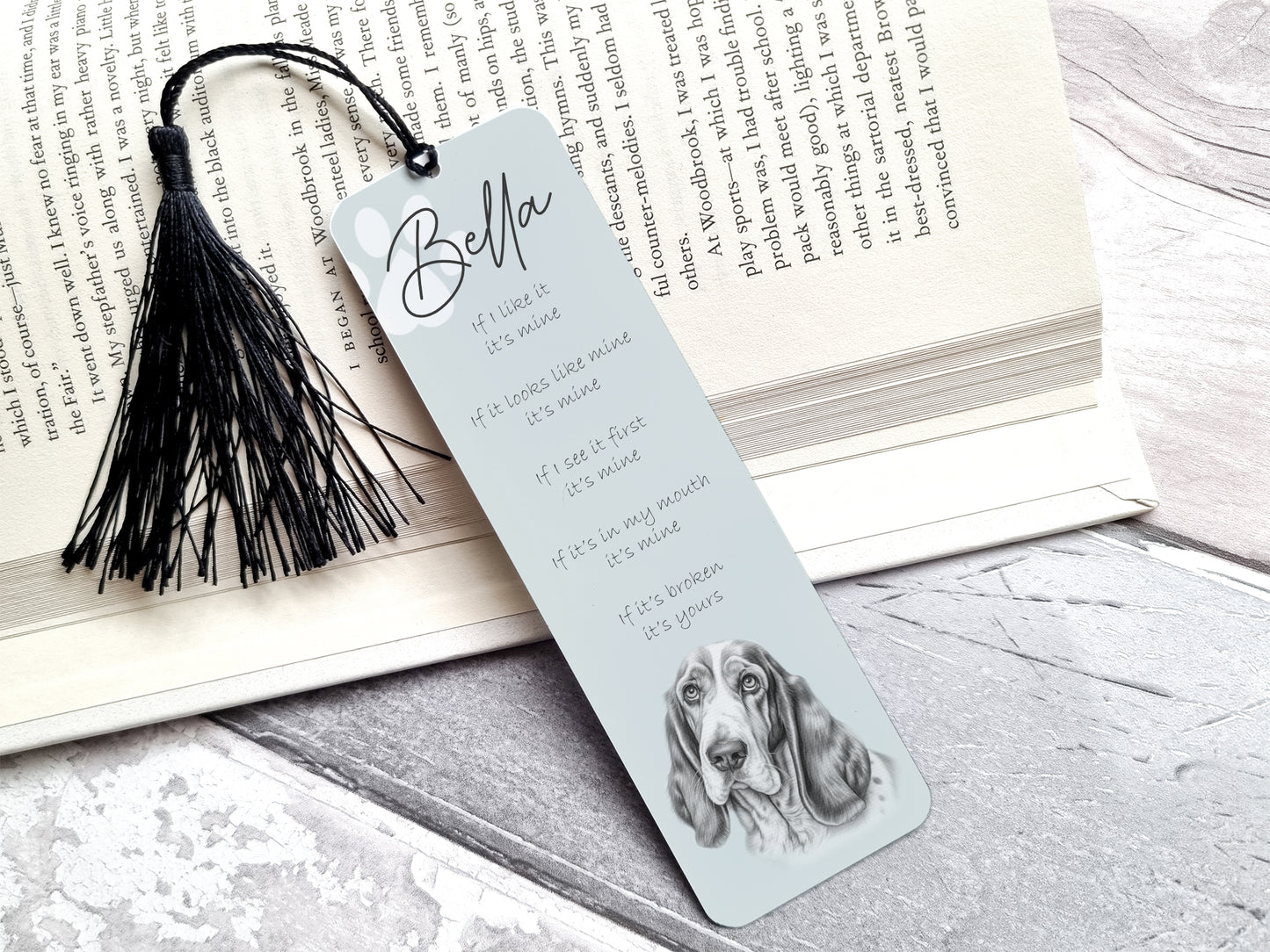 Personalised Bassett Hound Bookmark