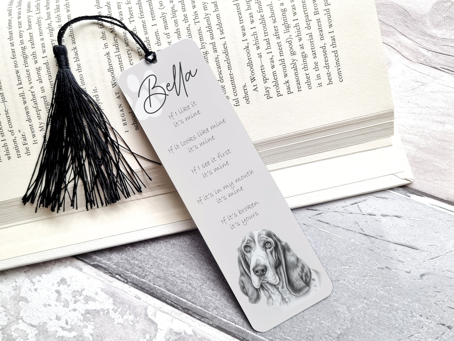 Personalised Bassett Hound Bookmark