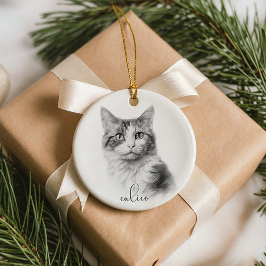 Personalised Calico Cat Christmas bauble
