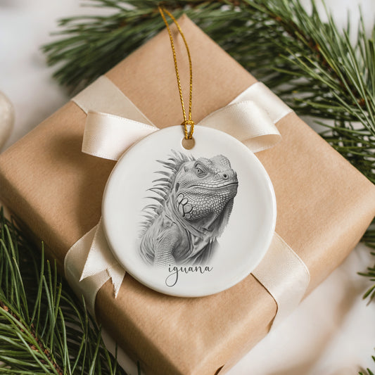 Personalised iguana Christmas bauble, iguana ceramic bauble, dragon lovers Christmas gift, iguana, pet reptile