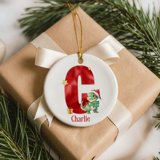 Personalised Christmas Dinosaur Bauble, T-Rex Bauble, Children's Bauble, Dinosaur Themed Tree Decor