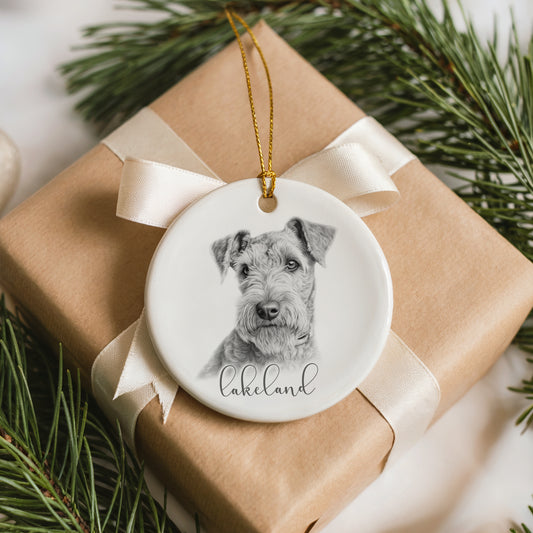 Personalised Lakeland Terrier Christmas bauble