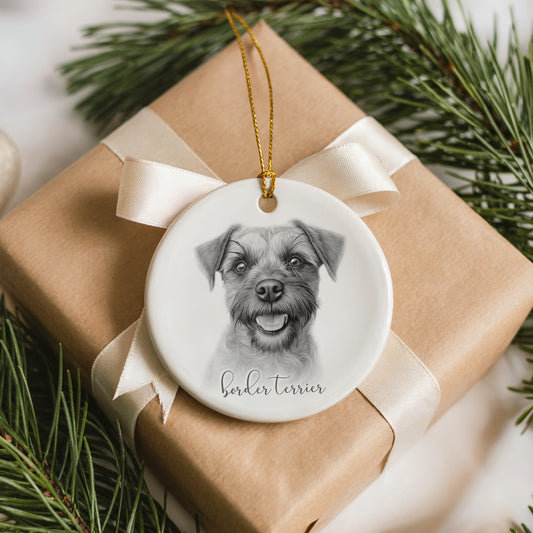 Personalised Border Terrier Christmas bauble
