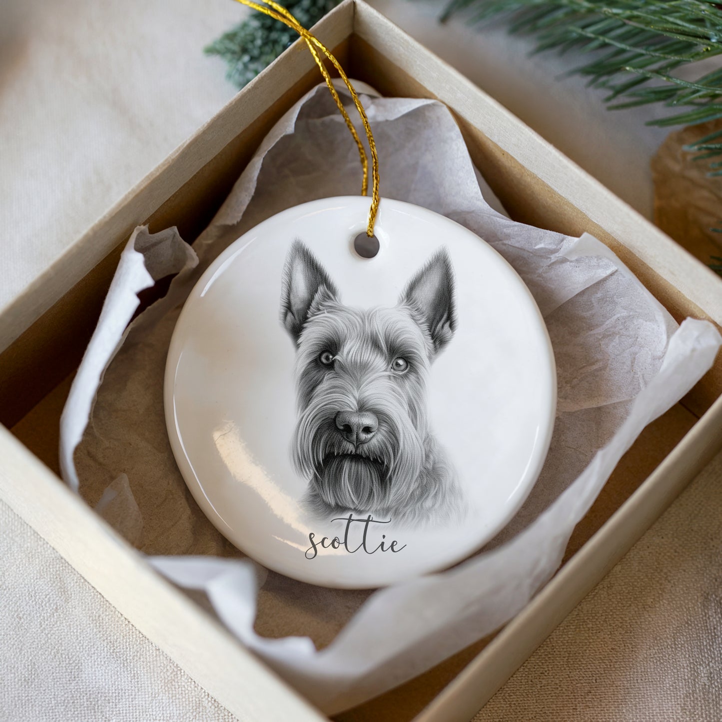 Personalised Scottie Dog Christmas bauble