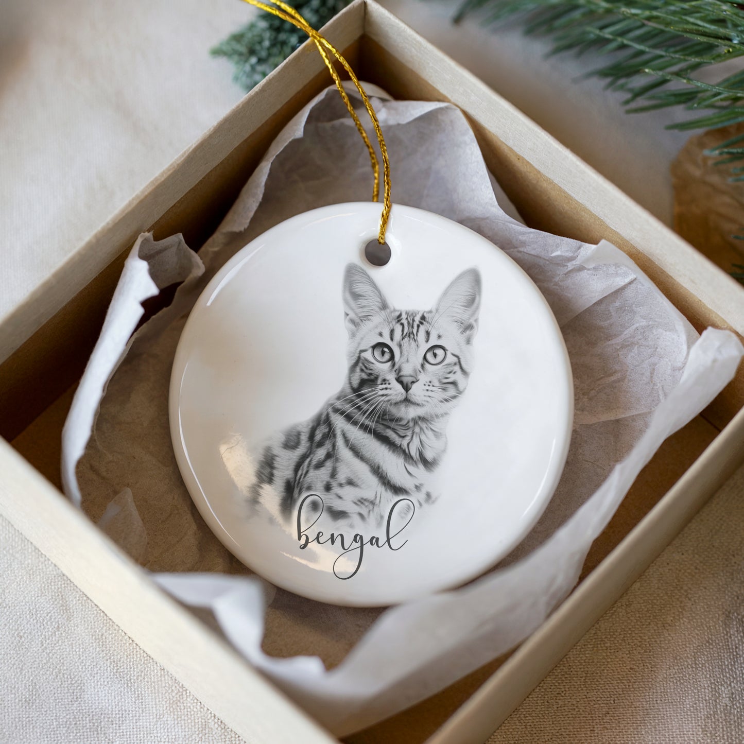 Personalised Bengal Cat Christmas bauble