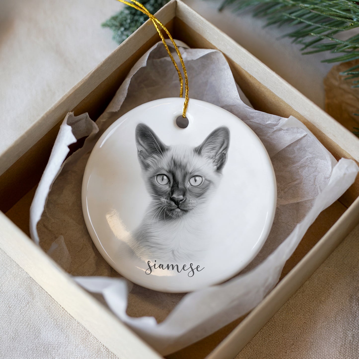 Personalised Siamese Cat Christmas bauble