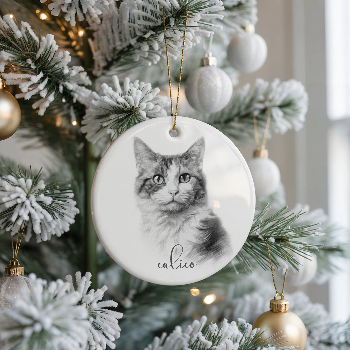 Personalised Calico Cat Christmas bauble