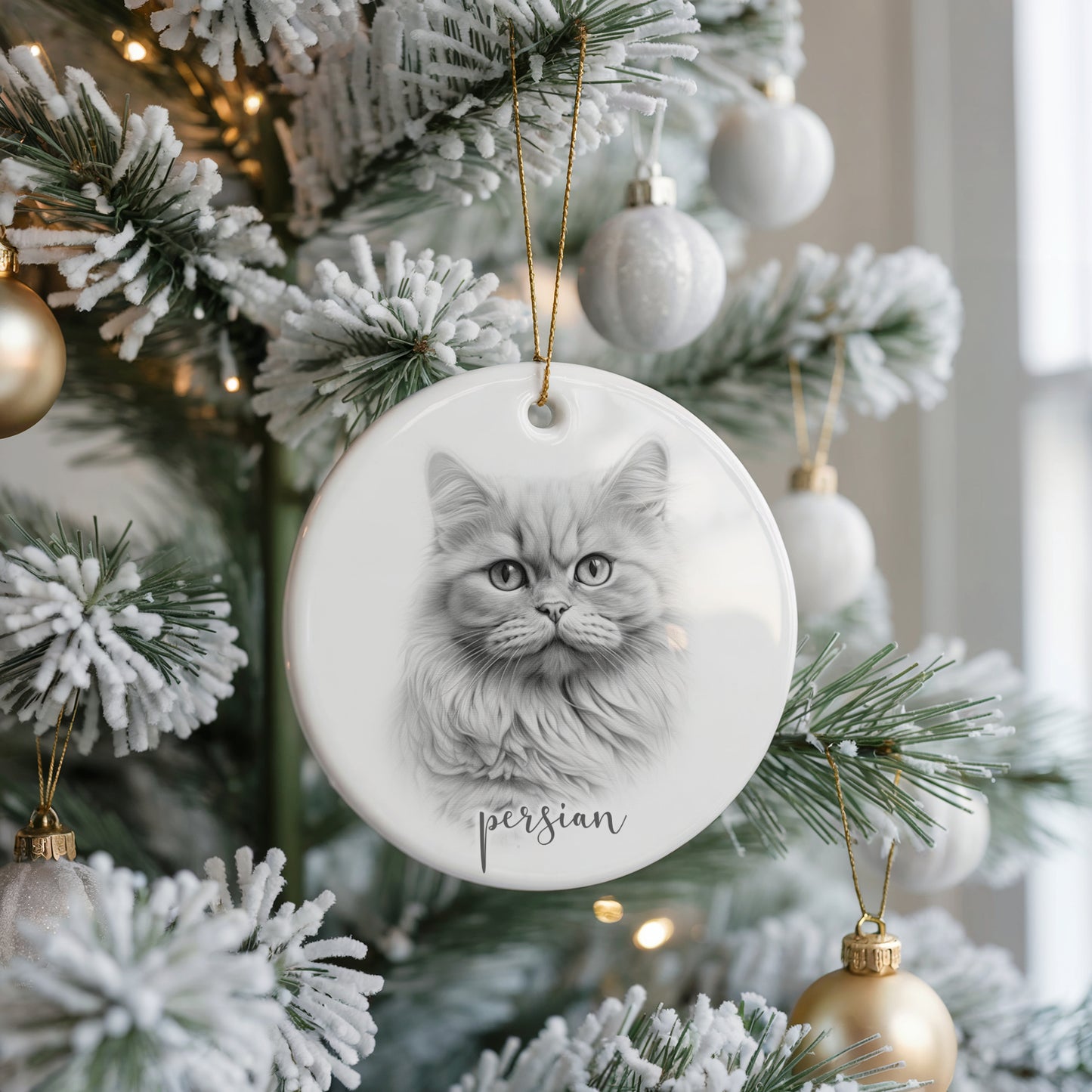 Personalised Persian Cat Christmas bauble