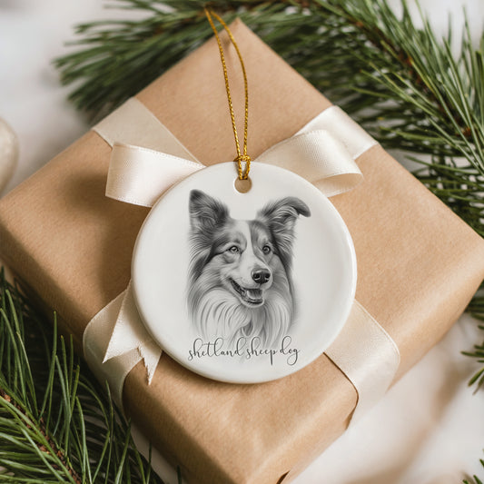 Personalised Shetland Sheep Dog Christmas bauble