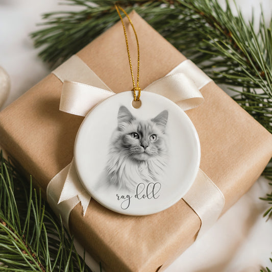 Personalised Rag Doll Cat Christmas bauble