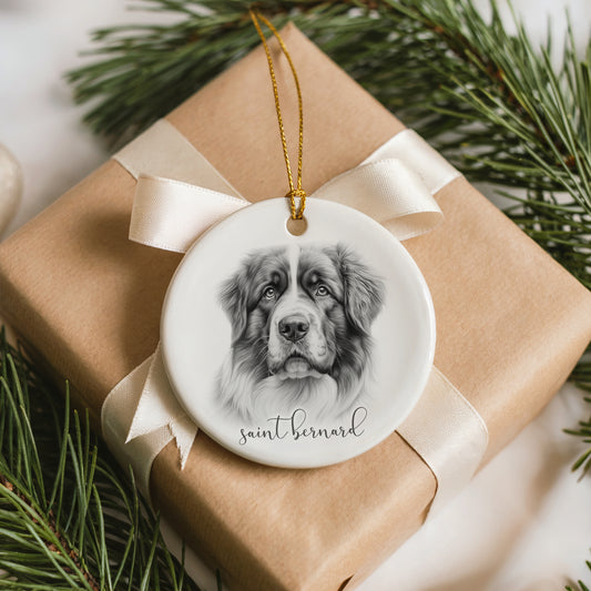 Personalised Saint Bernard Christmas bauble