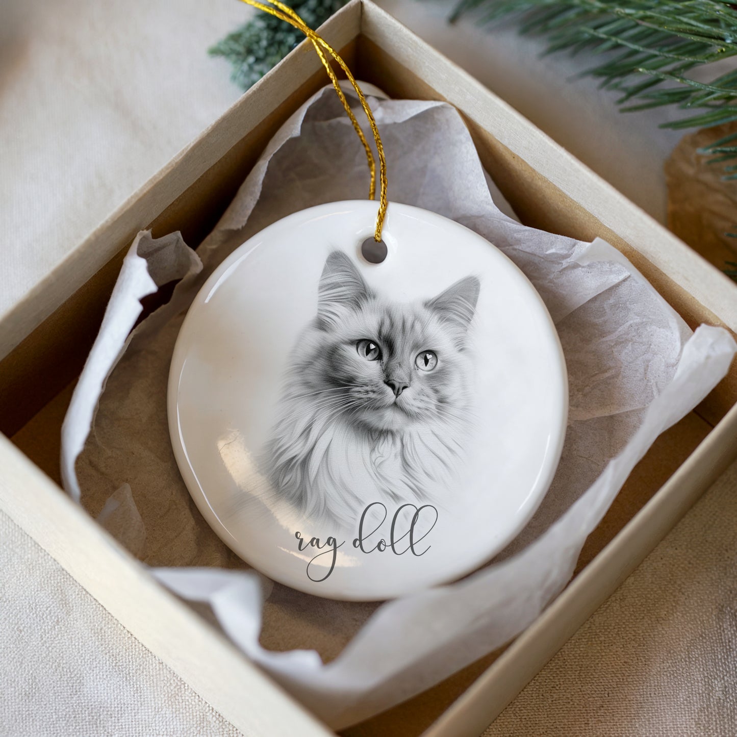 Personalised Rag Doll Cat Christmas bauble