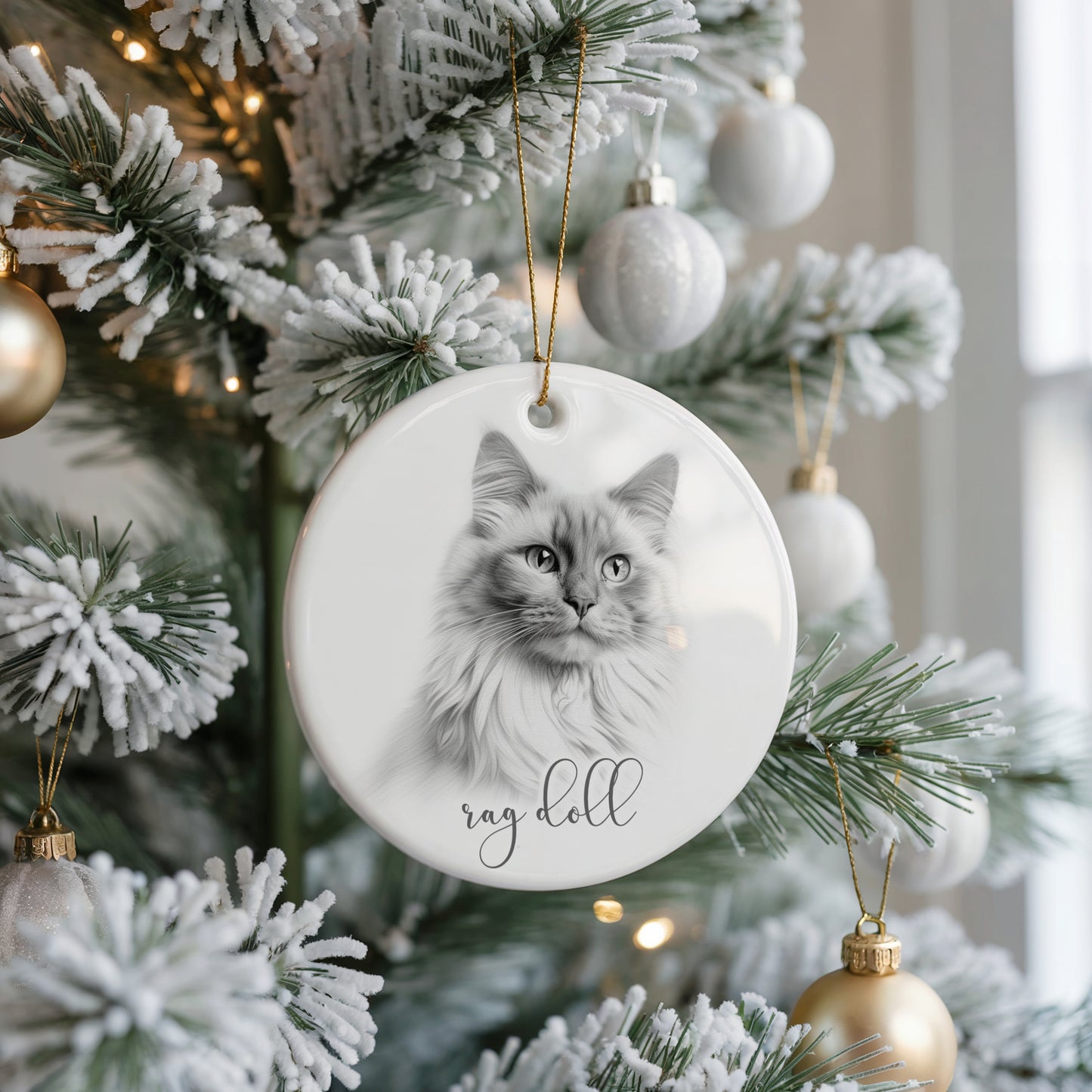Personalised Rag Doll Cat Christmas bauble