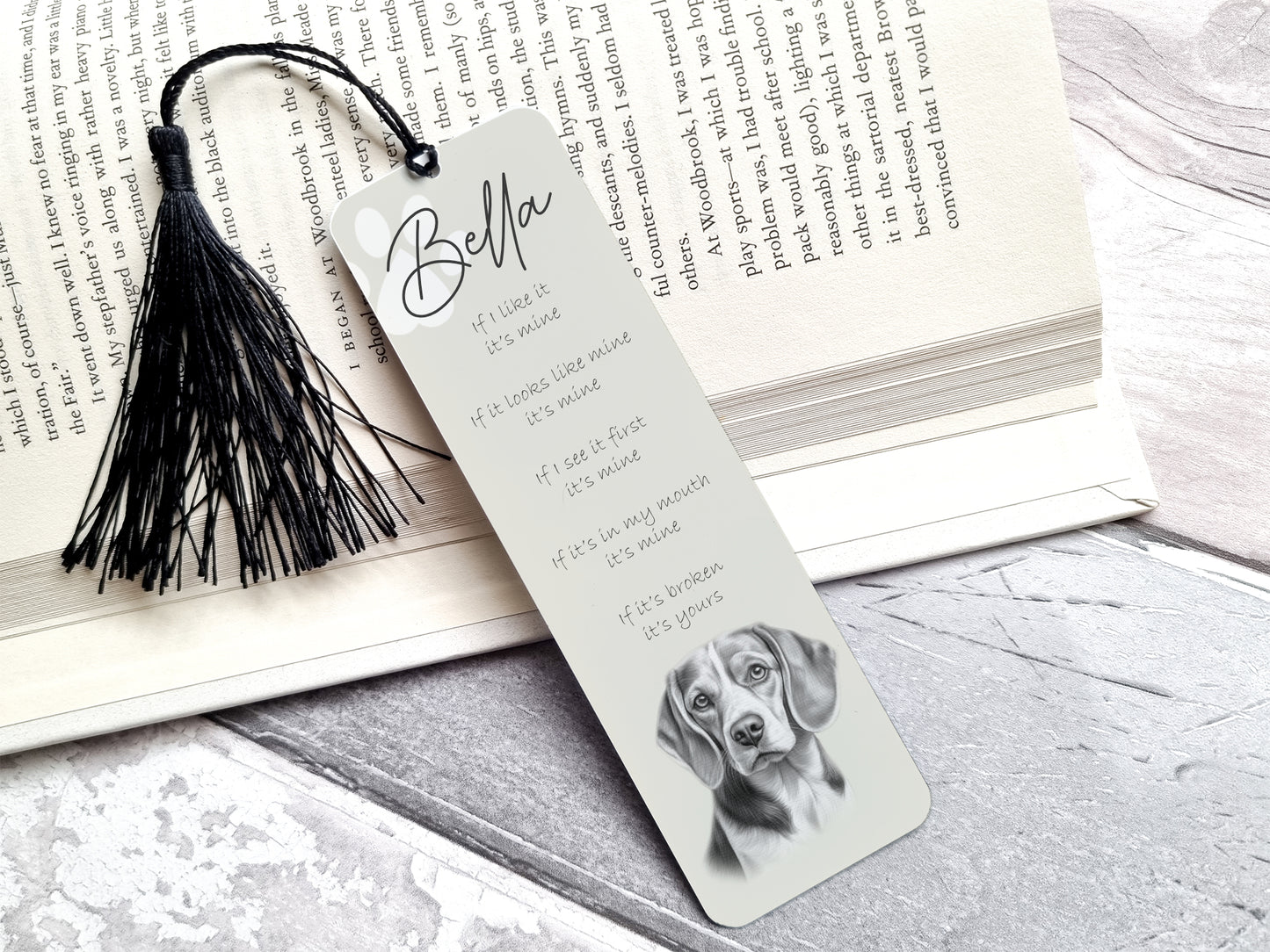 Personalised Beagle Bookmark