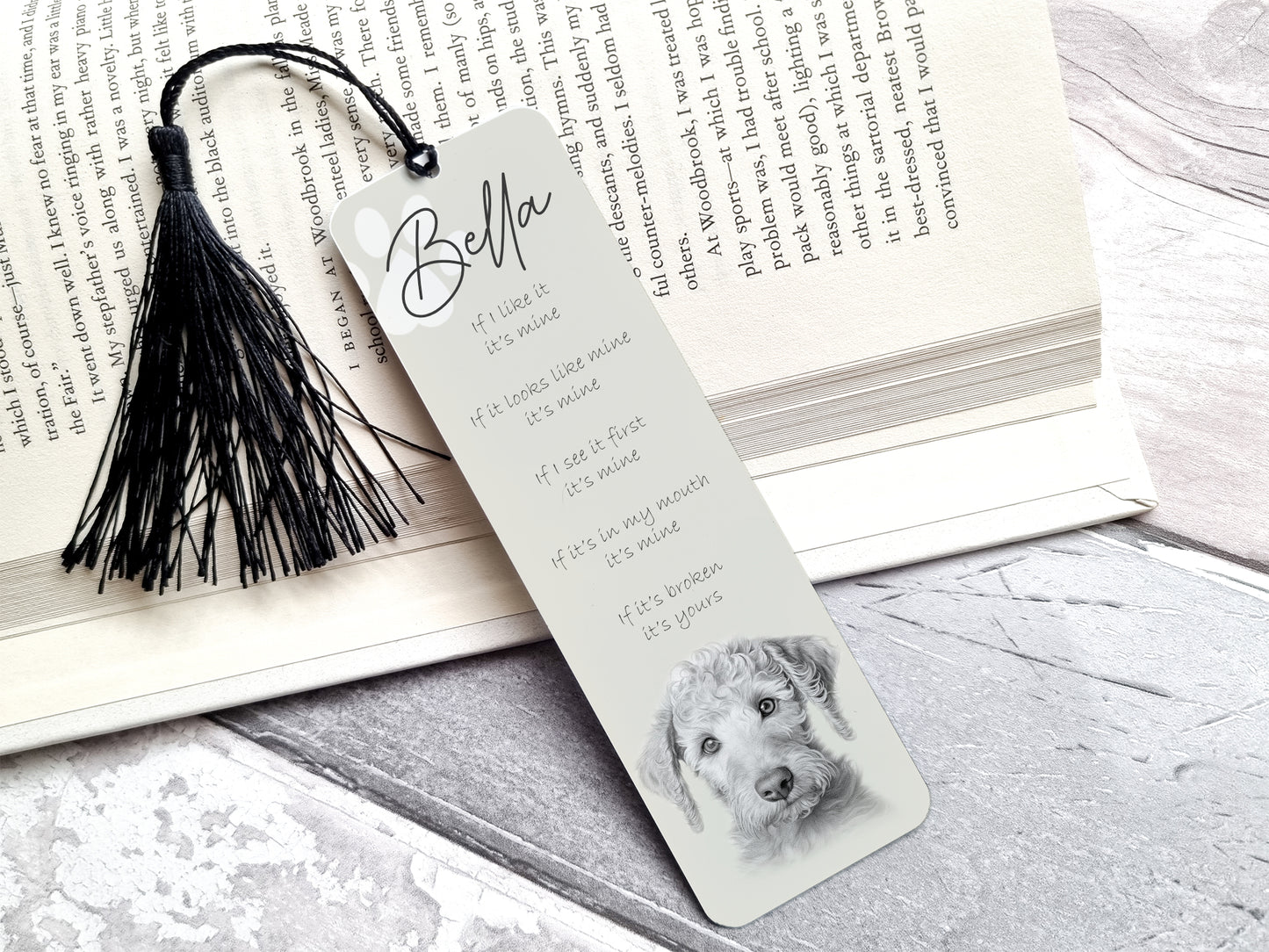 Personalised Bedlington Terrier Bookmark